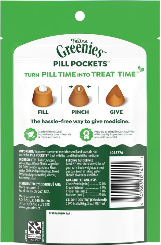 FELINE GREENIES PILL POCKETS CHICKEN 45CT