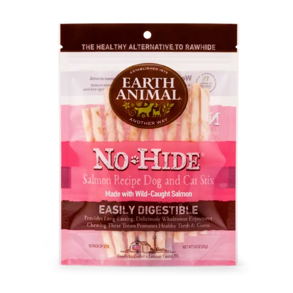 EARTH ANIMAL 10 PACK  NO HIDE STIX SALMON