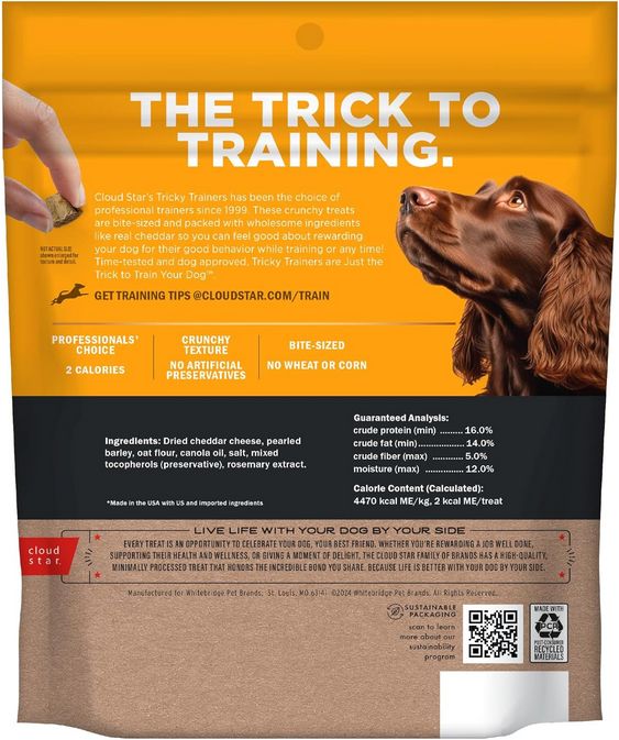 CLOUD STAR TRICKY TRAINERS CHEDDAR DOG TREATS 8OZ