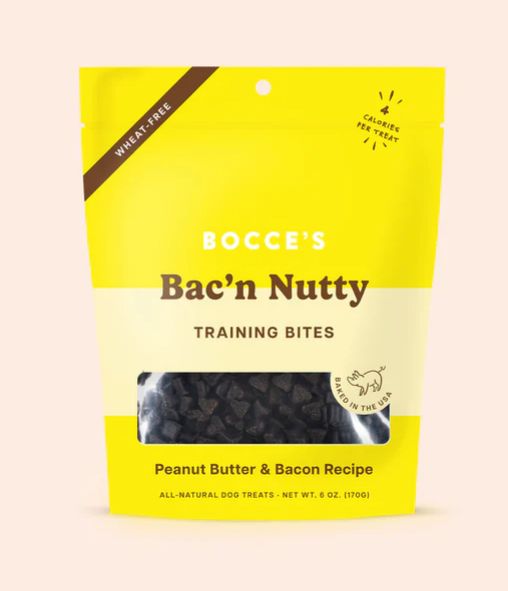 BOCCE'S DOG 6OZ TRAINING BITES BAC'N NUTTY
