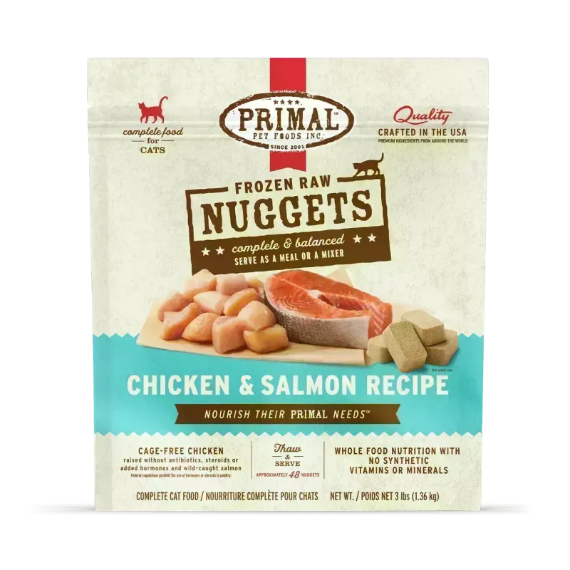 PRIMAL CAT 3# FROZEN NUGGETS CHICKEN &amp; SALMON