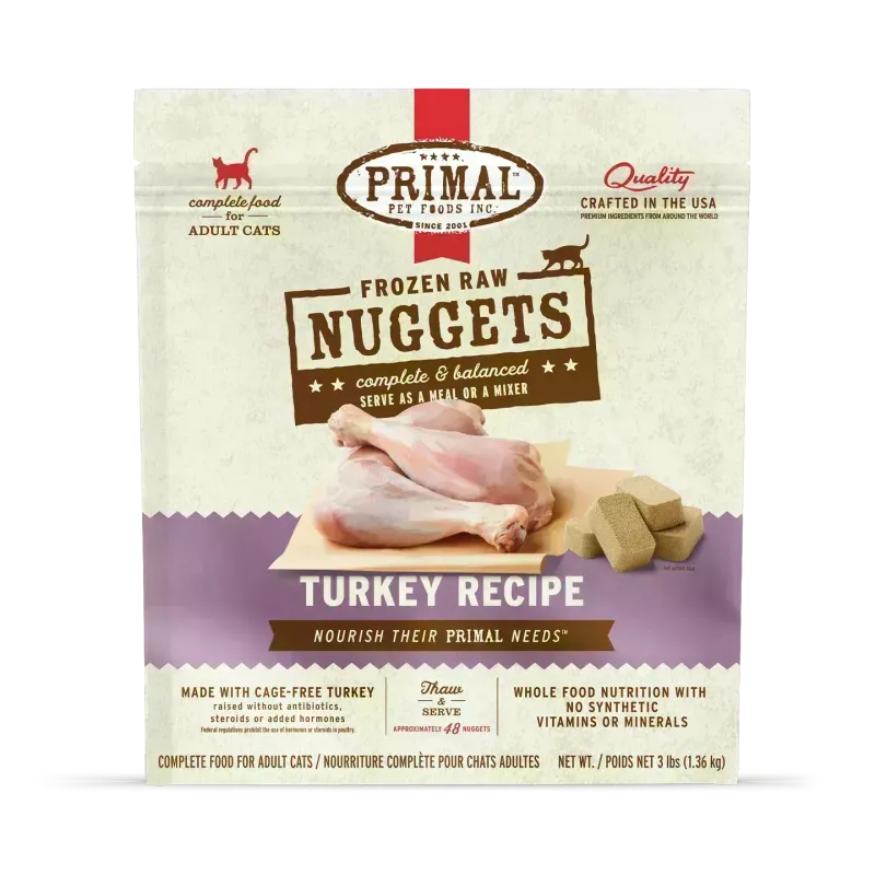 PRIMAL CAT 3# FROZEN NUGGETS TURKEY