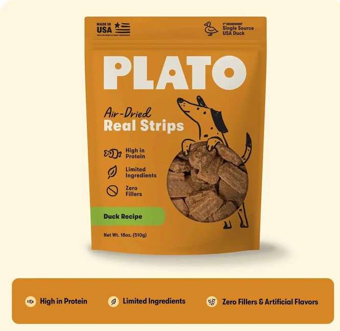 PLATO DOG 18OZ STRIPS DUCK