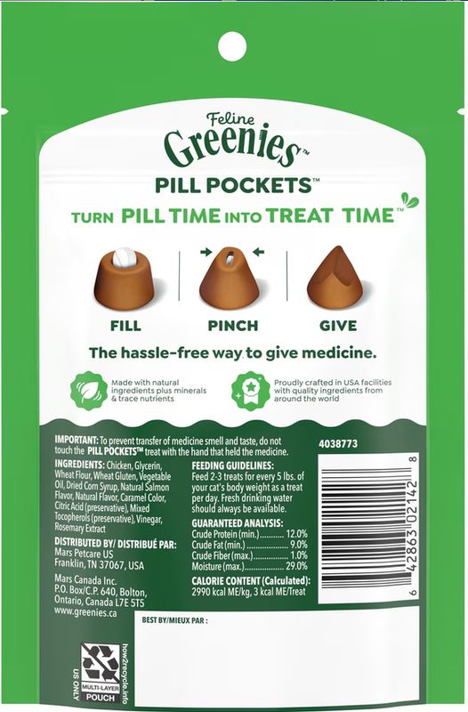 FELINE GREENIES PILL POCKETS SALMON 45CT