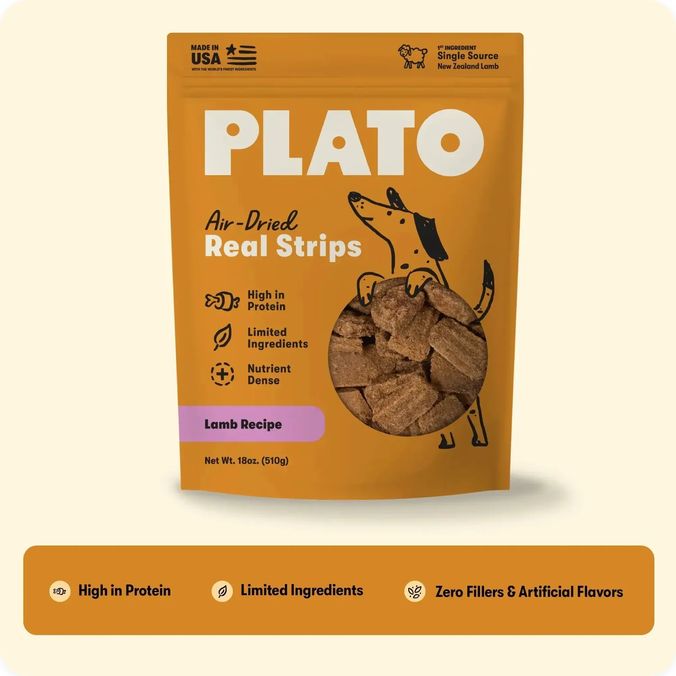 PLATO DOG 18OZ STRIPS LAMB RECIPE