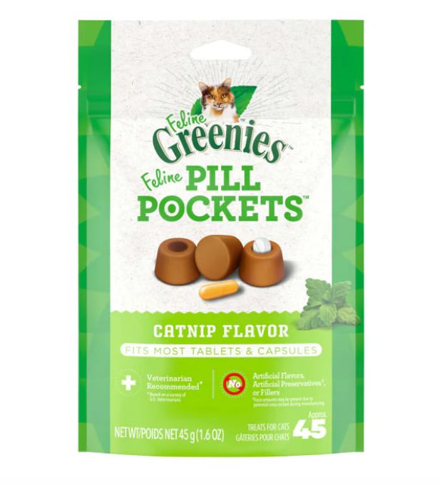FELINE GREENIES PILL POCKETS CATNIP 45CT