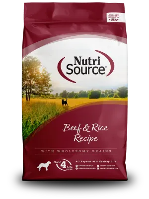 NUTRISOURCE DOG 12# BEEF BROWN RICE