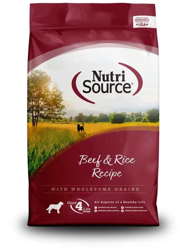 NUTRISOURCE DOG 12# BEEF BROWN RICE