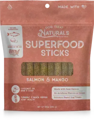 DOG TREAT NATURALS 10OZ SUPERFOOD STICKS SALMON/MANGO