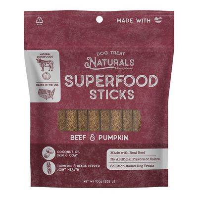 DOG TREAT NATURALS 10OZ SUPERFOOD STCKS BEEF/PUMPKIN