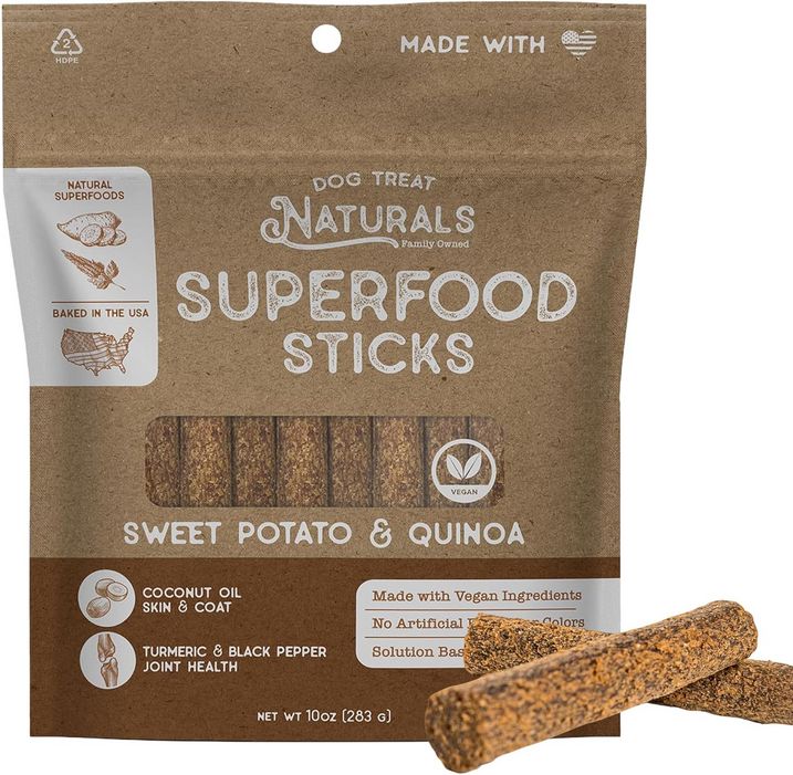 DOG TREAT NATURALS 10OZ  SUPERFOOD STICKS SWEET POTATO/QUINOA