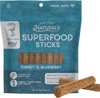 DOG TREAT NATURALS SUPERFOOD STICKS TURKEY/BLUEBERRY 10OZ