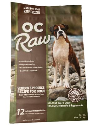OC RAW 6# FROZEN PATTIES VENISON &amp; PRODUCE