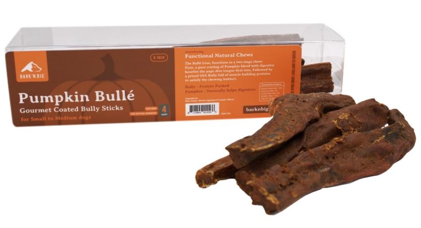 BARK N' BIG 6" PUMPKIN BULLY STICK 4 PACK