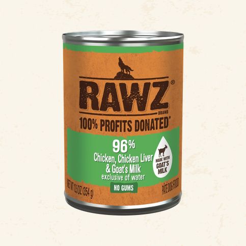RAWZ DOG 12.5OZ CAN CHICKEN, LIVER, GOAT MILK