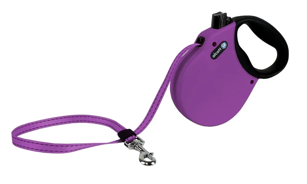 ALCOTT RETRACTABLE LEASH 16' PURPLE LARGE