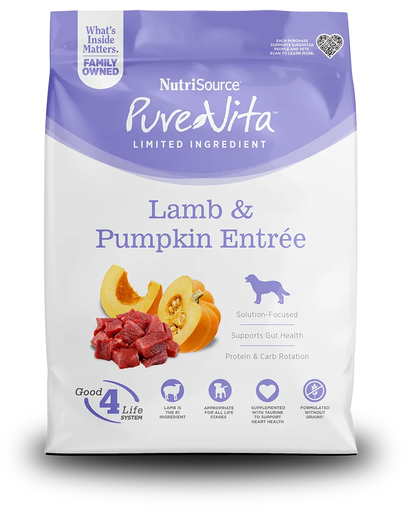 NUTRISOURCE DOG 25# PURE VITA LAMB &amp; PUMPKIN