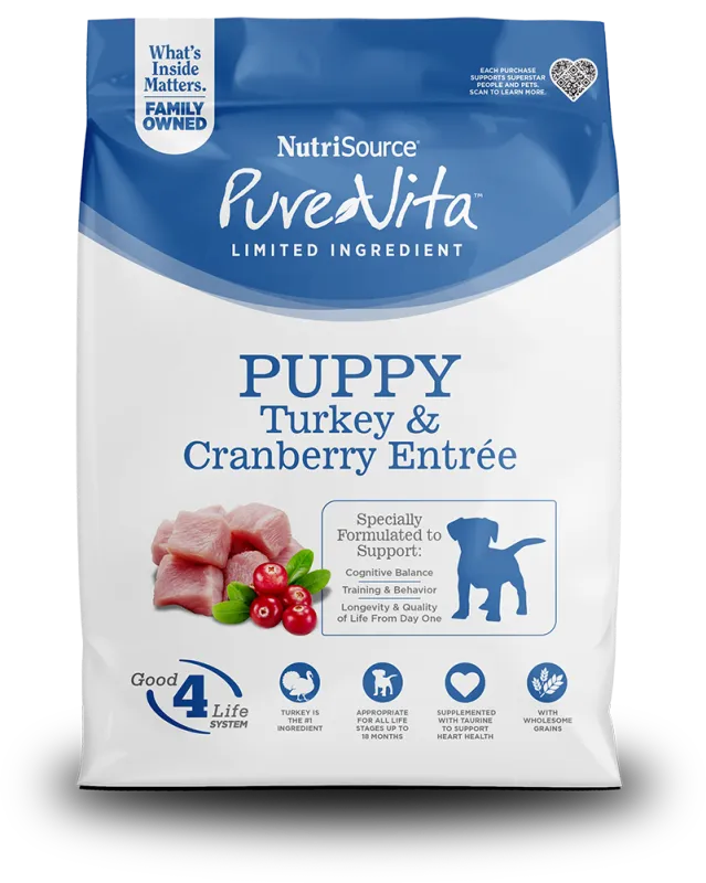 NUTRISOURCE PUPPY 12# PURE VITA TURKEY &amp; CRANBERRY