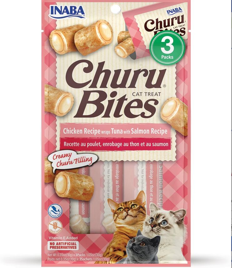 INABA - CHURU BITES CHICKEN WRAP W/ TUNA &amp; SALMON 3 PACKS