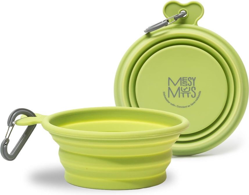 MESSY MUTTS 3 CUP COLLAPSIBLE BOWL GREEN