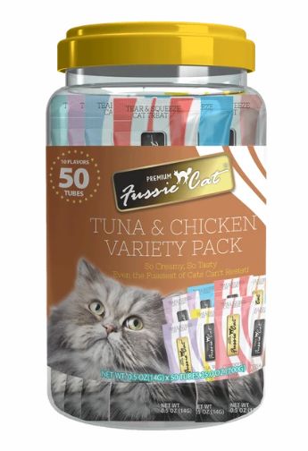 FUSSIE CAT 50PACK TUNA &amp; CHICKEN 10 FLAVOR VARIETY PACK
