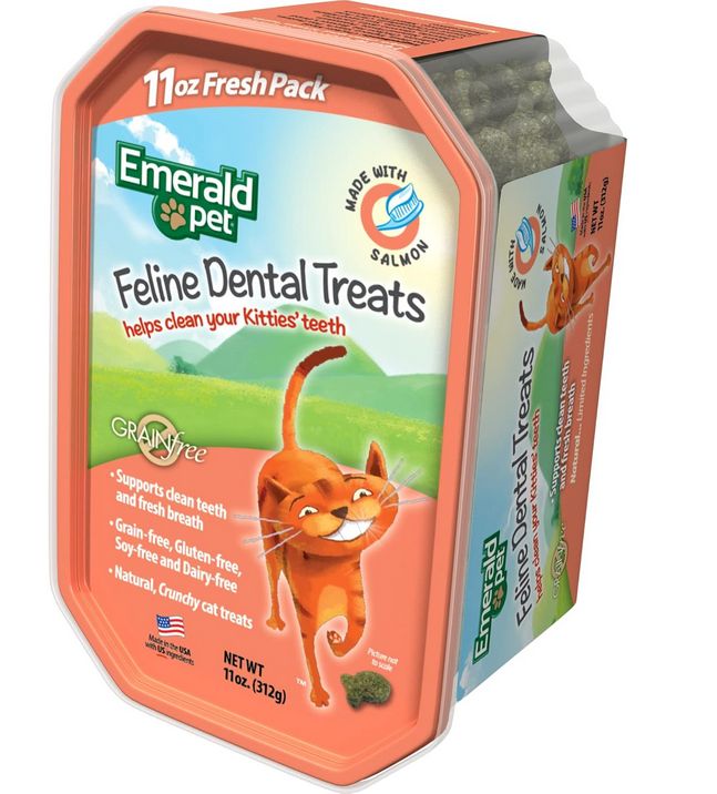 EMERALD PET CAT 11OZ SALMON DENTAL TREATS