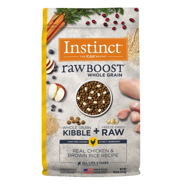 INSTINCT DOG 20# WHOLE GRAIN RAW BOOST CHICKEN &amp; RICE