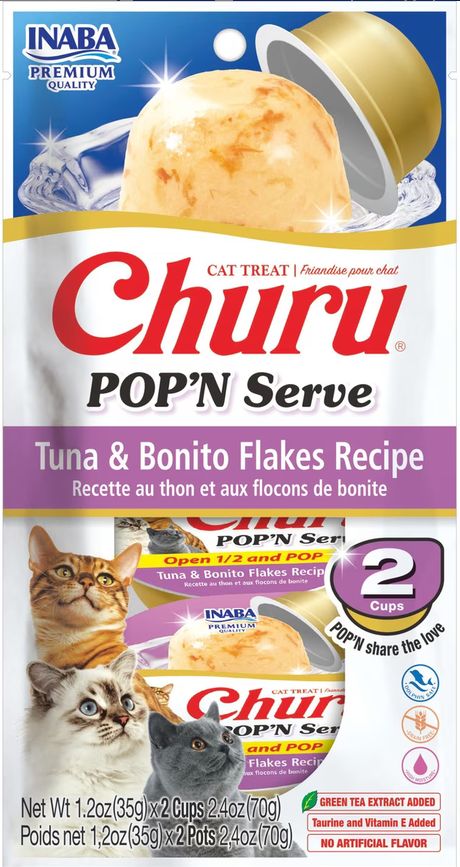 INABA CHURU  POP'N SERVE- TUNA &amp; BONITO FLAKES 2PK