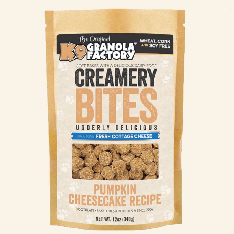 K9 GRANOLA FACTORY 12OZ DOG CREAMERY BITES PUMPKIN CHEESECAKE