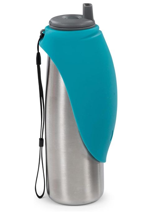 MESSY MUTTS TRAVEL WATER BOTTLE BLUE