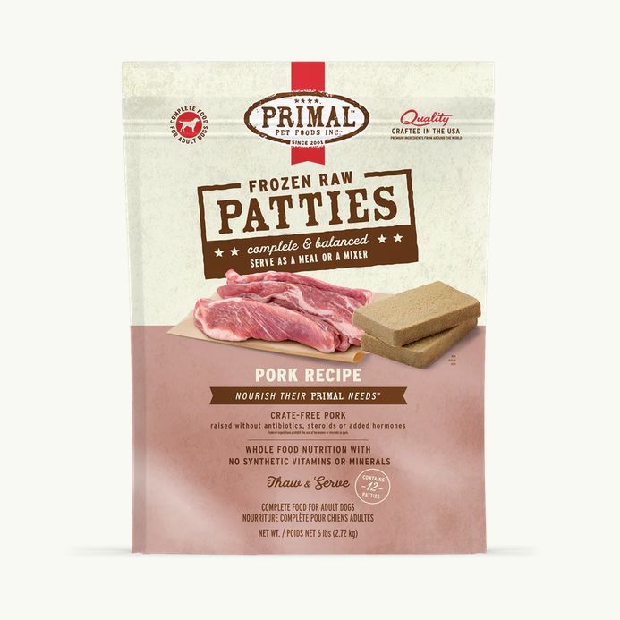 PRIMAL DOG 6# FROZEN PATTIES PORK