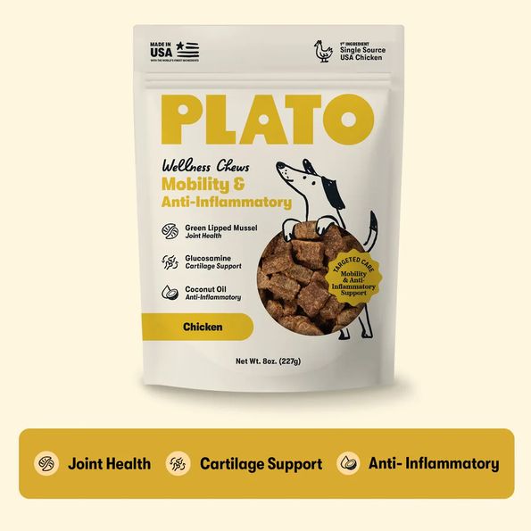 PLATO DOG 8OZ WELLNESS CHEWS MOBILITY &amp; ANTI-INFLAMMATORY