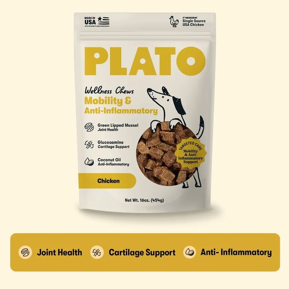 PLATO DOG 16OZ WELLNESS CHEWS MOBILITY &amp; ANTI-INFLAMMATORY
