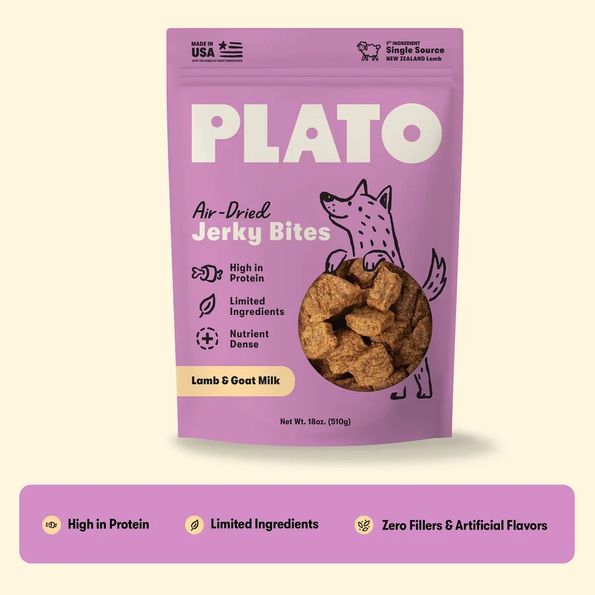 PLATO DOG 18OZ AIR DRIED JERKY LAMB &amp; GOAT MILK