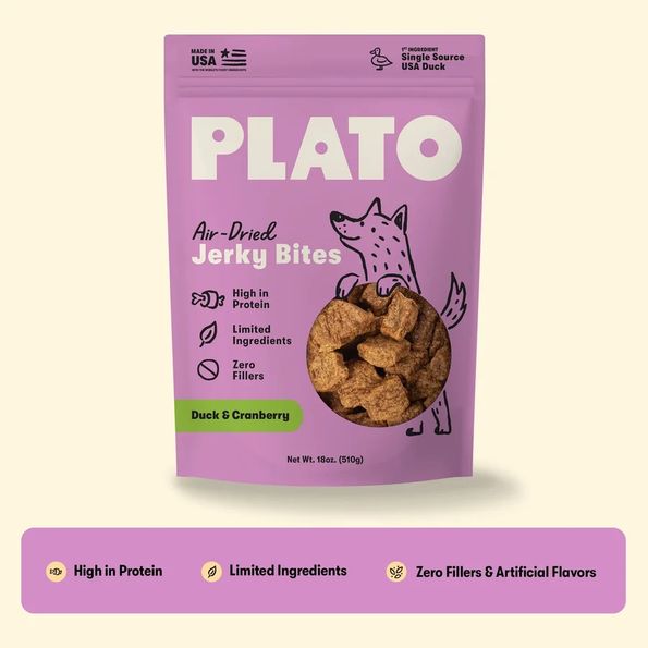 PLATO DOG 18OZ AIR DRIED JERKY DUCK &amp; CRANBERRY