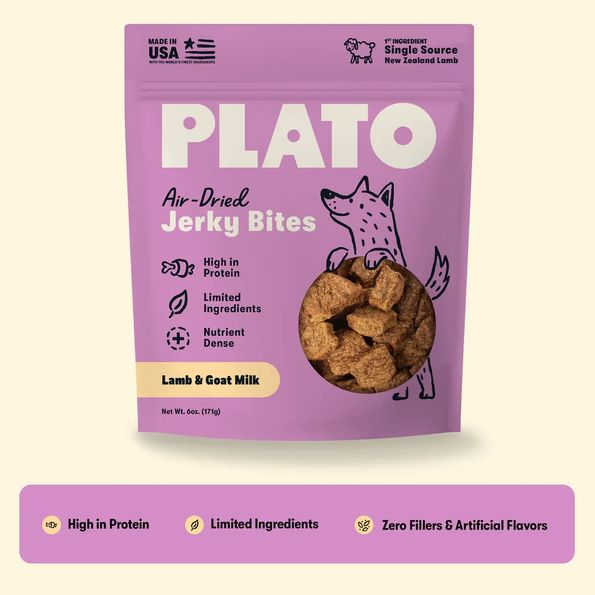 PLATO DOG 6OZ JERKY BITES LAMB &amp; GOAT MILK