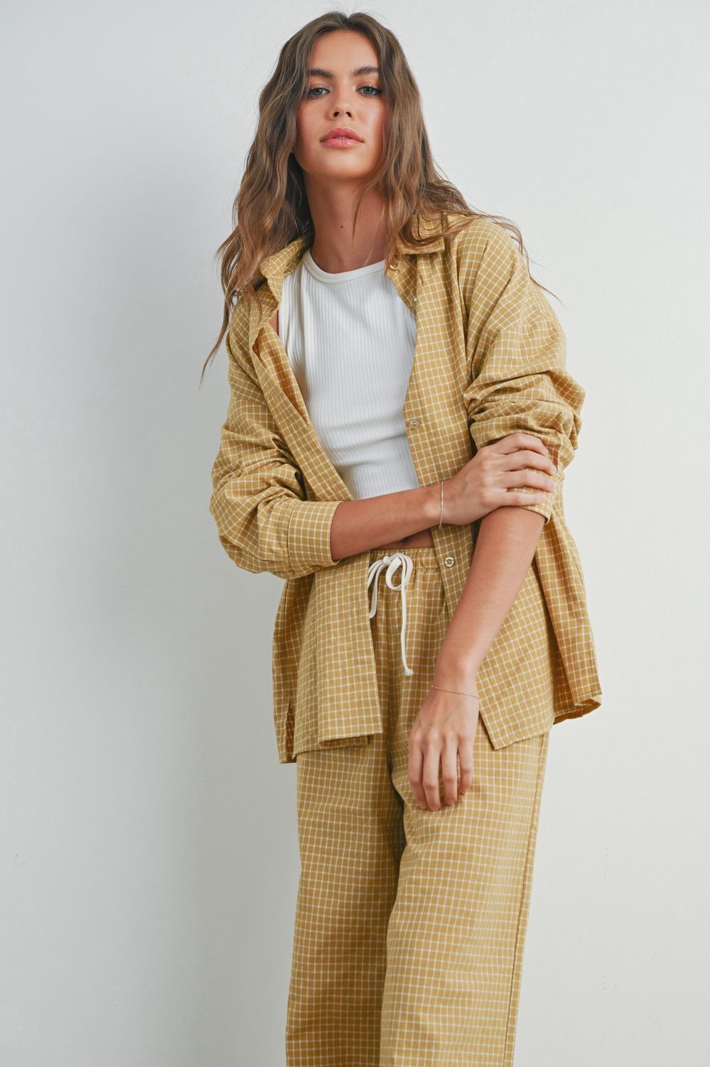 Oversized Cotton Check Set