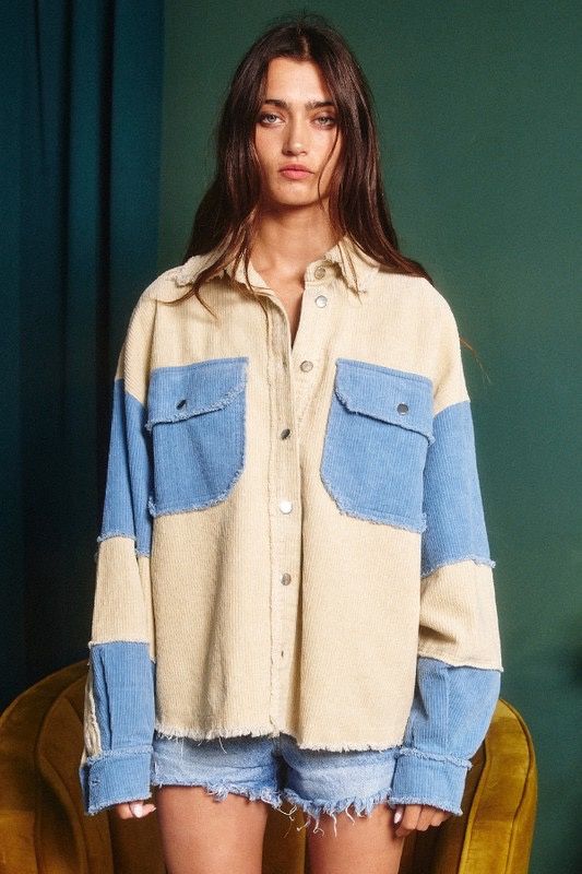 Oversized Corduroy Block Shacket