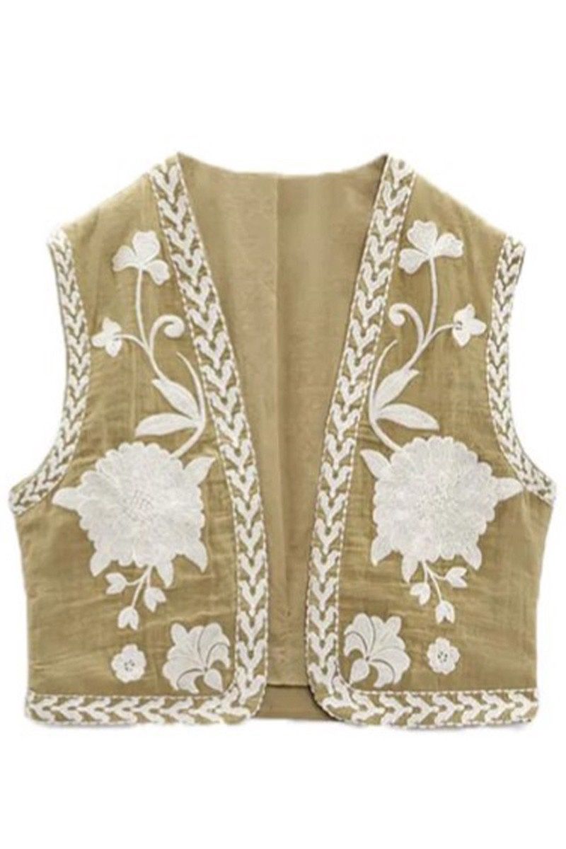 Khaki Embrodiered Vest