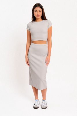 Ribbed Top + Skirt Set