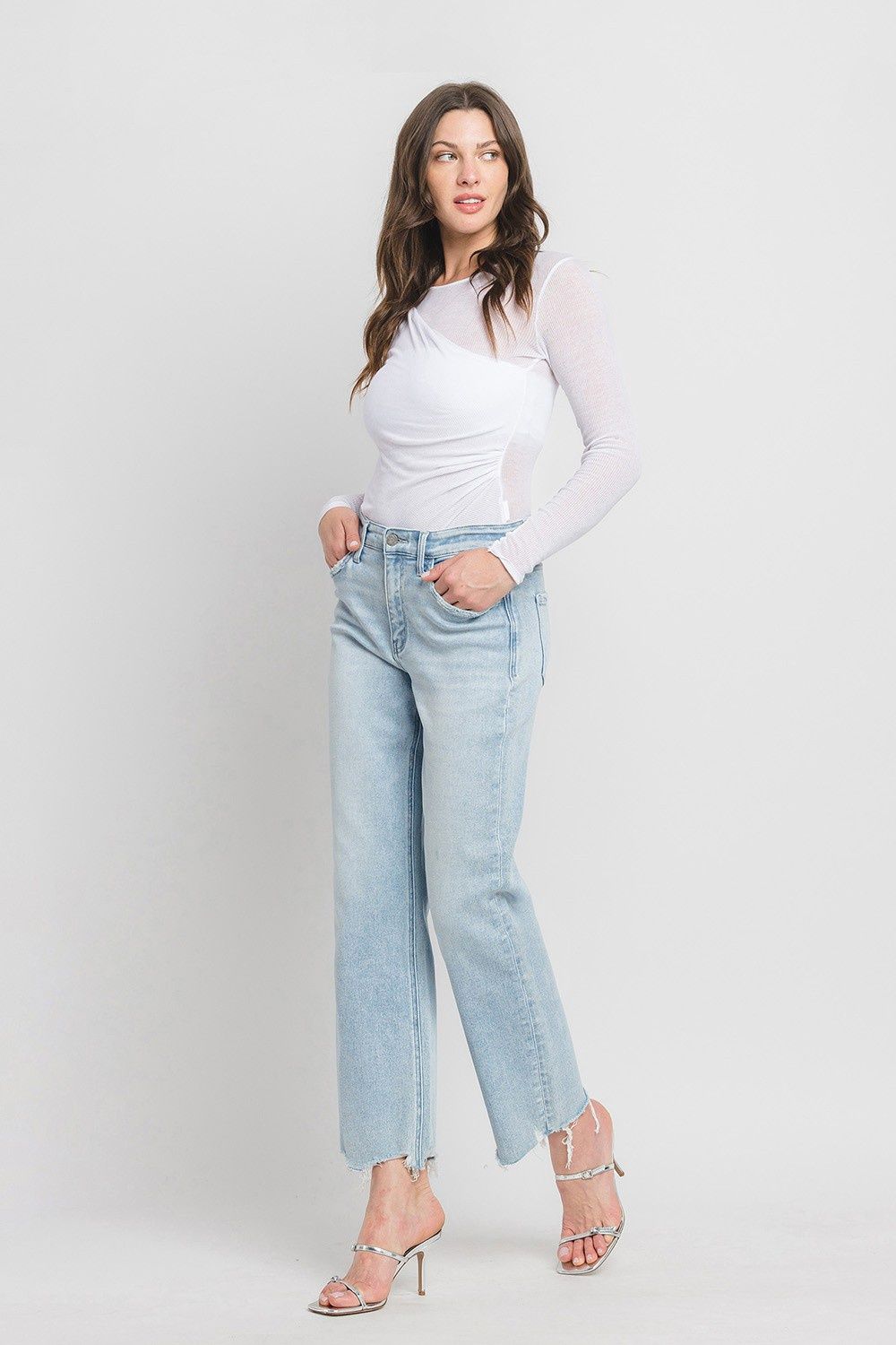 High Rise Slim Wide Jeans