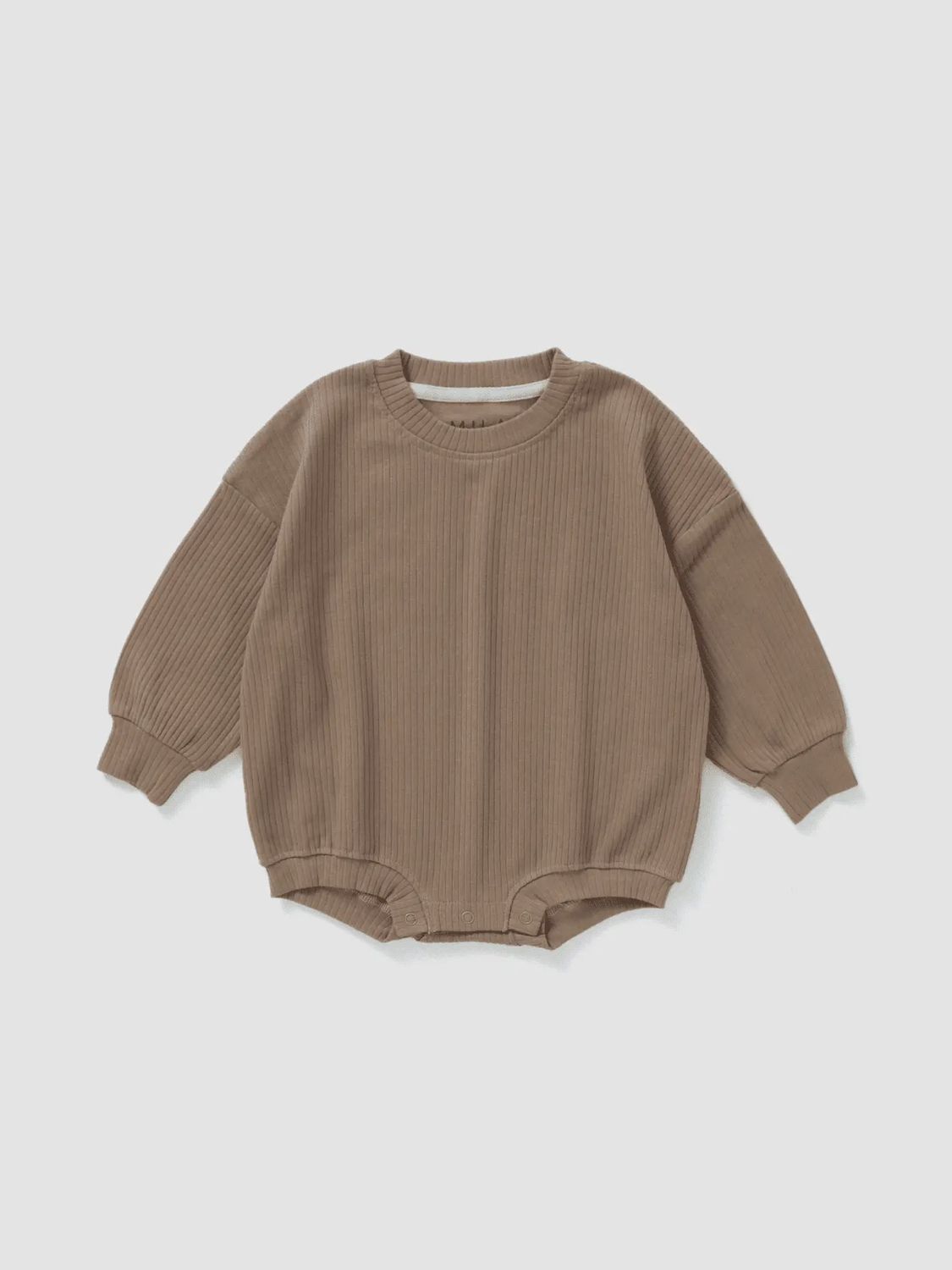 Ribbed Bubble Romper, Cappuccino
