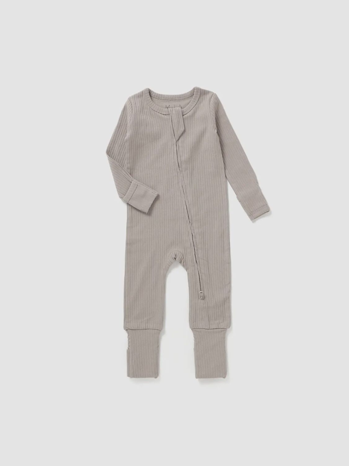 Ribbed Zipper Romper, Mushroom