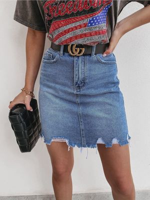 Hight Waist Slim Fit Denim Mini Skirt