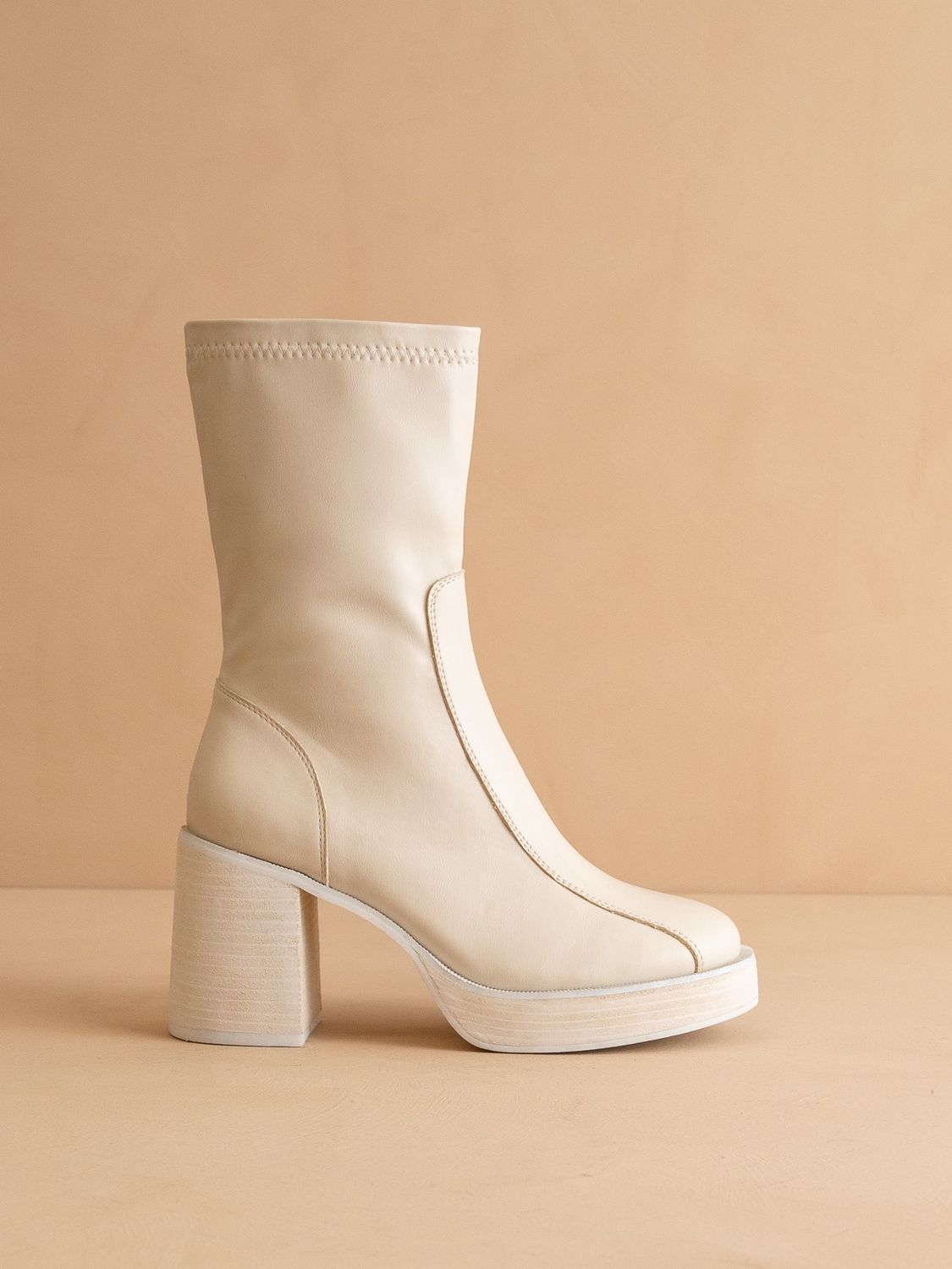 The Josephine Beige | Platform Short Boots