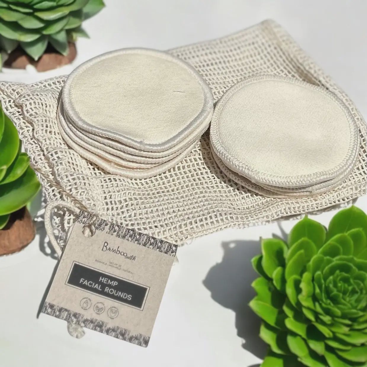Set of 10 - Reusable Hemp Facial Rounds