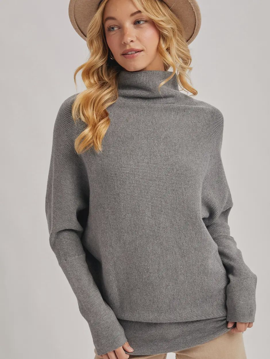 Slouch Neck Dolman Sleeved Pullover