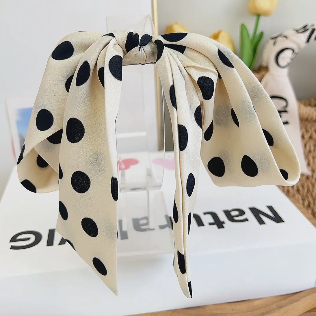 Polka Dot Ribbon Bow French Barrette Clip