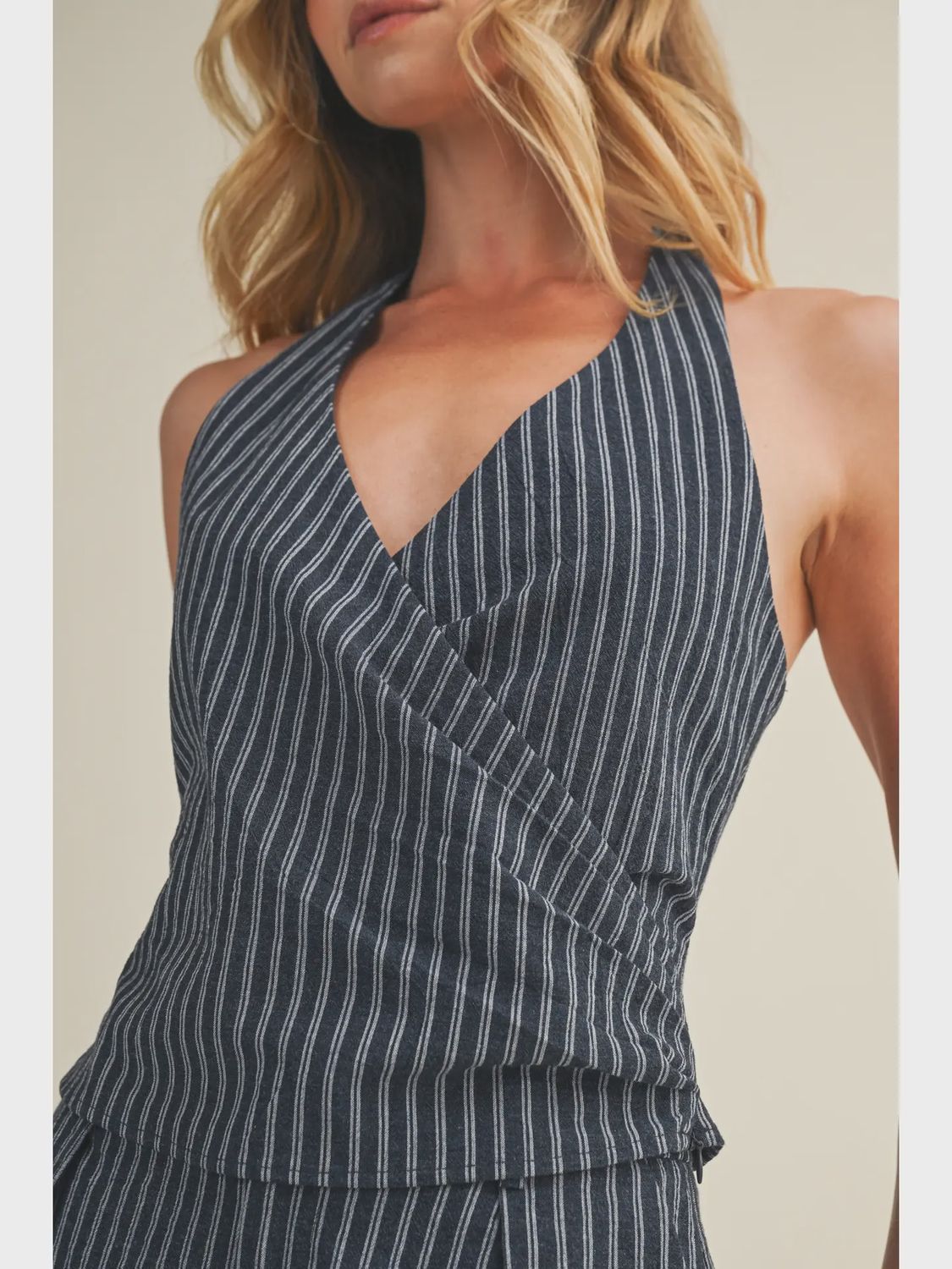 Halter Wrap Stripe Top