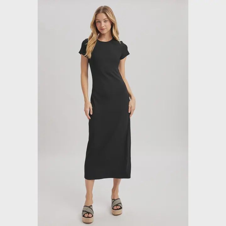 Basic Knit T-Shirt Midi Dress